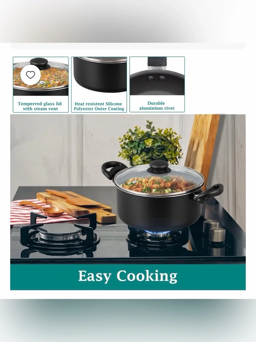 Tools Of The Trade Basics Black 7-Piece Non Stick Aluminium Cookware Set